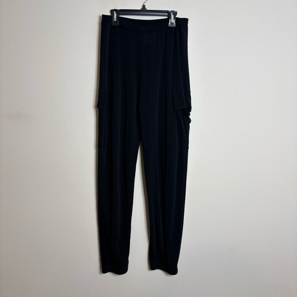 Fuzzi Black Sheer Mesh Straight Leg Pants Cargo Pocket Size XS